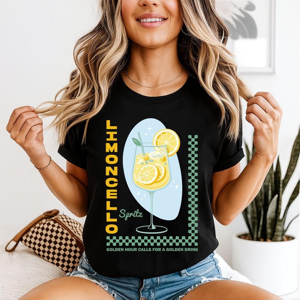 Limoncello Spritz Cocktail Food Drink Unisexs TShirt Golden Hour Lemon