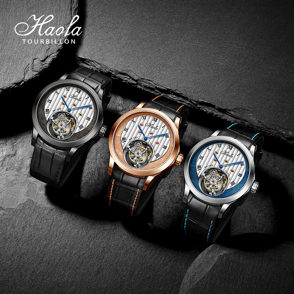 HAOFA Tourbillon Watch Mechanical Manual Winding Hollow Dial Waterproof Stylish Fashion Luxury Watch Men's Men's
