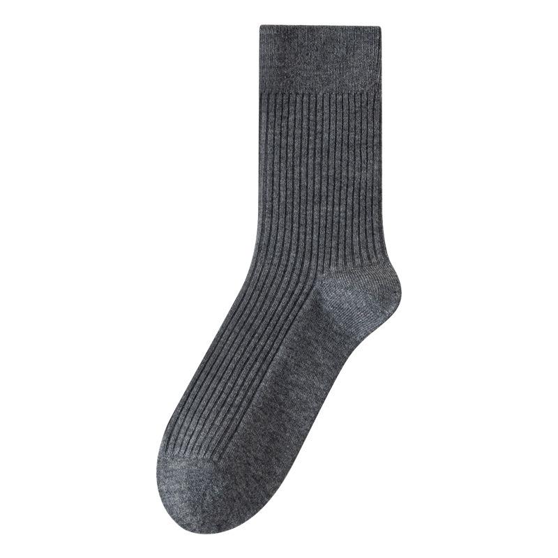 Winter Woolen Socks, Thickened and Warm Mid-calf Socks, Lined Lined Lined Long Calf Men's Socks, Solid Color Business Socks