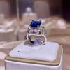 New Silver Fashion Diamond Sapphire Ring For Women's Party Engagement Birthday Jewelry Gift