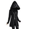Women Fashion Long Hoodie Black Gothic Double Zipped Jacket with Print Coat Hooded Hoodie Punk Style