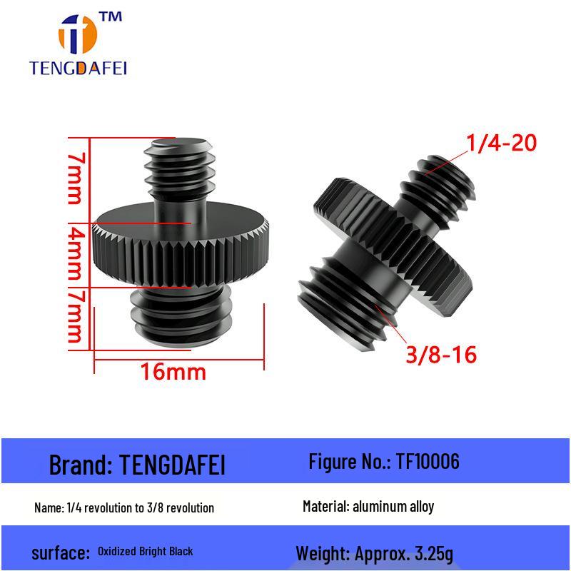Reversible 1/4" Male To 3/8" Female Adapter for Camera Tripod Ball Head with M4-M8 Conversion Screws