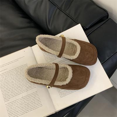 Туфли Retro Mori с квадратной головкой на низком каблуке, женские осенне-зимние туфли из замши с одним словом Mary Jane из хлопка