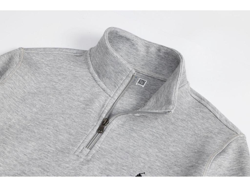 RL Пони Футболка-поло с вышивкой и молнией на полпути - Простая Плюс Размер Парная Свободная Толстовка