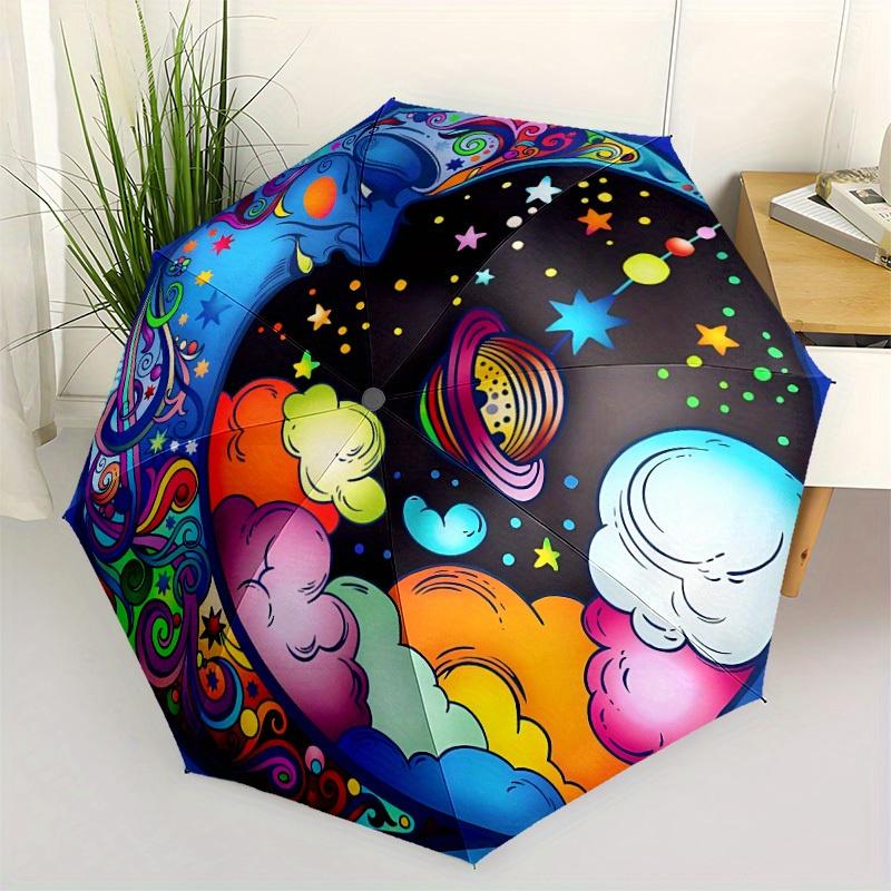 1pc Cosmic Dreams Automatic Opening/closing Umbrella with Auto Open/Close, Perfect Gift for Friends, Durable Plastic Handle yy250801198