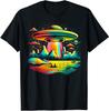 UFO Alien Retro Bright Mountain Lake Camping Visitor T-Shirt Women Men Clothing Tee Ropa Mujer Vintage Clothes Men T Shirt
