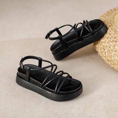 Модные сандалии на толстой подошве женские 2025 новые летние сандалии на мягкой подошве с платформой повседневные римские сандалии маленькая женская обувь сандалии женские