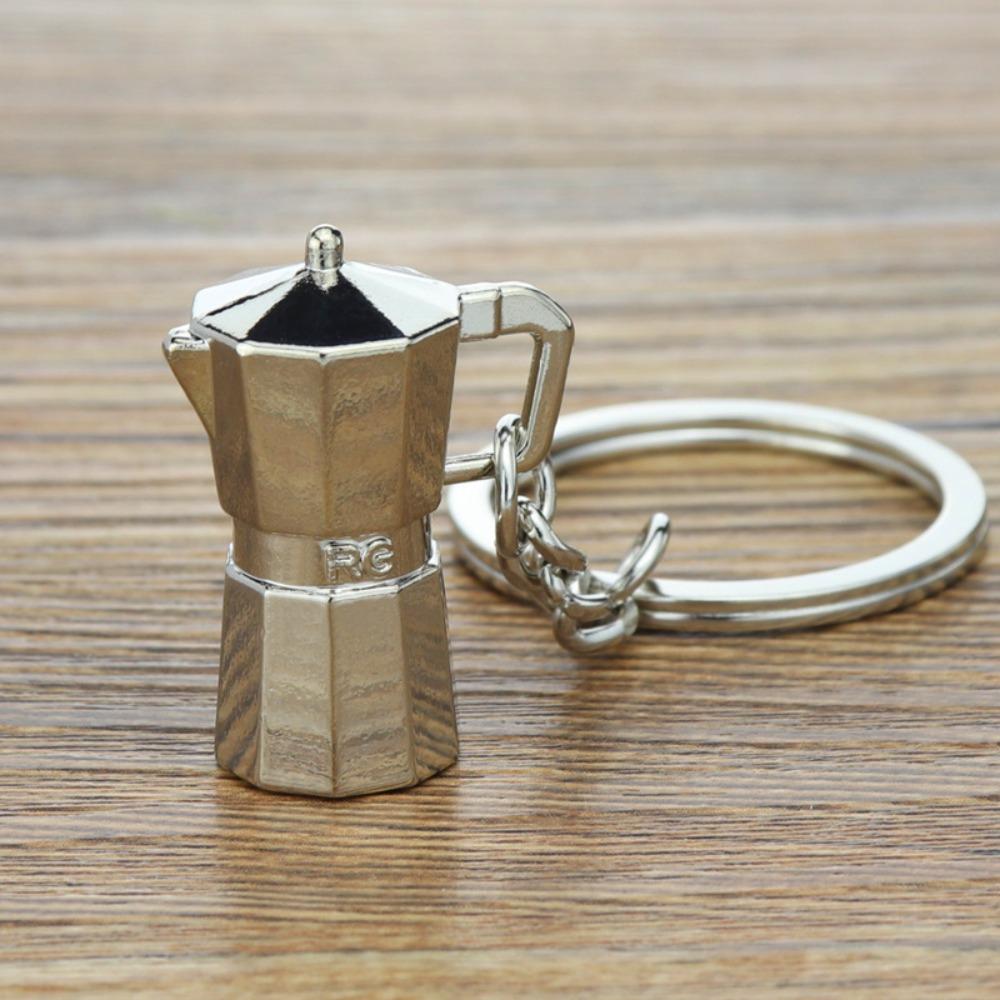 Metal 3D Creative Coffee Keychain Pitcher Moka Pitcher Keyring Birthday Gift