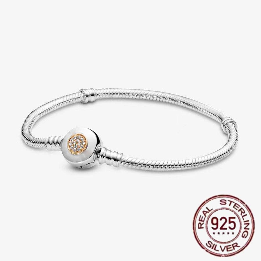 1/100 S925 silver heart crown snake bone bracelet women fashion jewelry DIY bracelet gift for her