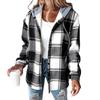 Женская повседневная и модная куртка с капюшоном на пуговицах, пэчворк, крупный клетчатый узор