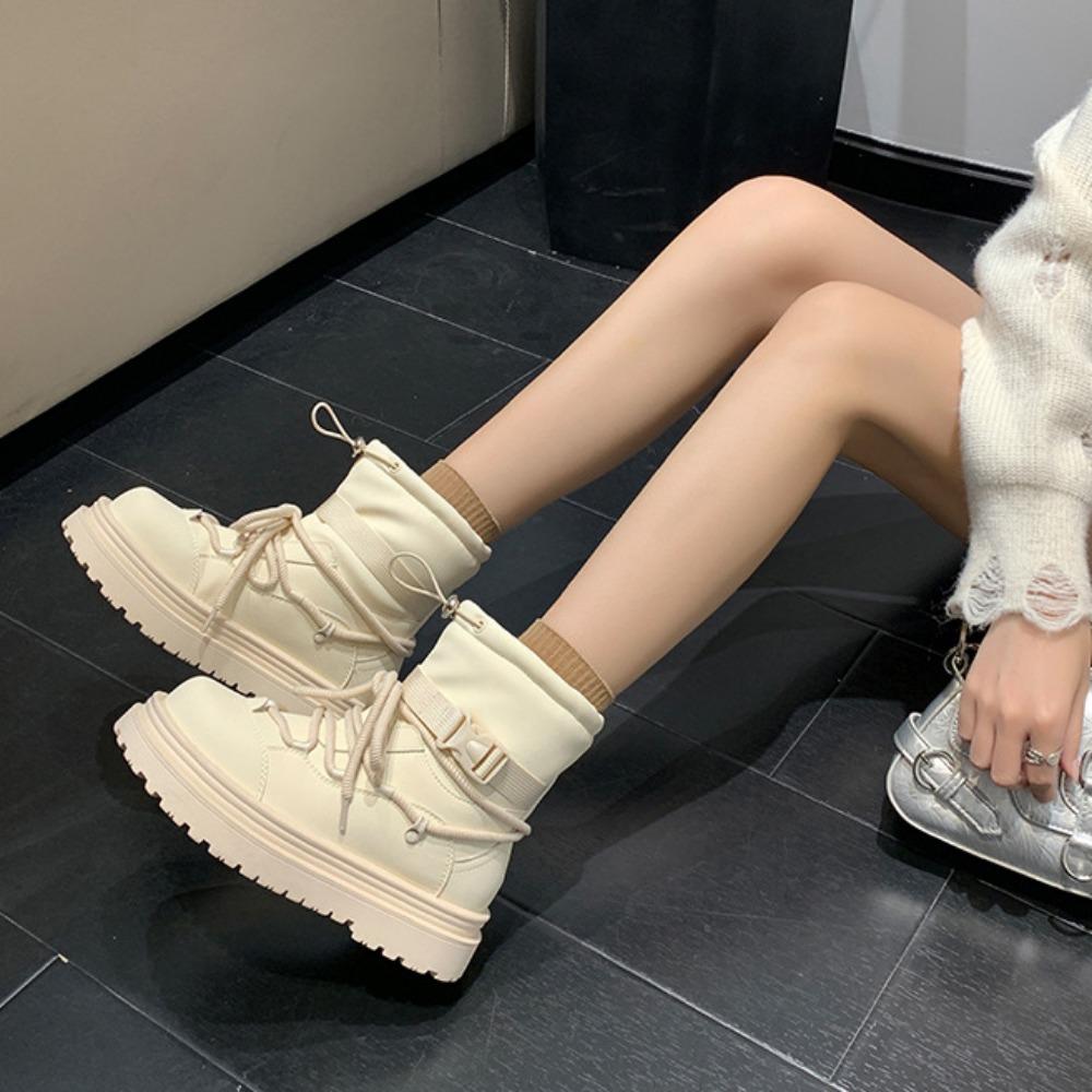 Женские зимние ботинки на толстой подошве, новые зимние ботинки из плюша и толстого хлопка, водонепроницаемые и нескользящие женские ботинки на платформе