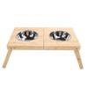 Elevated Cat Bowls Stand Multipurpose Double Stainless Steel Bamboo Raised Dog Bowl for Cats Dogs Pets