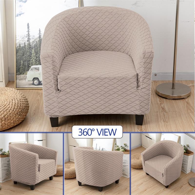 Jacquard Stretch Club Chair Cover Solid Color Plaid Single Sofa Slipcover Nordic Club Tub Chair Cover for Study Bar Counter