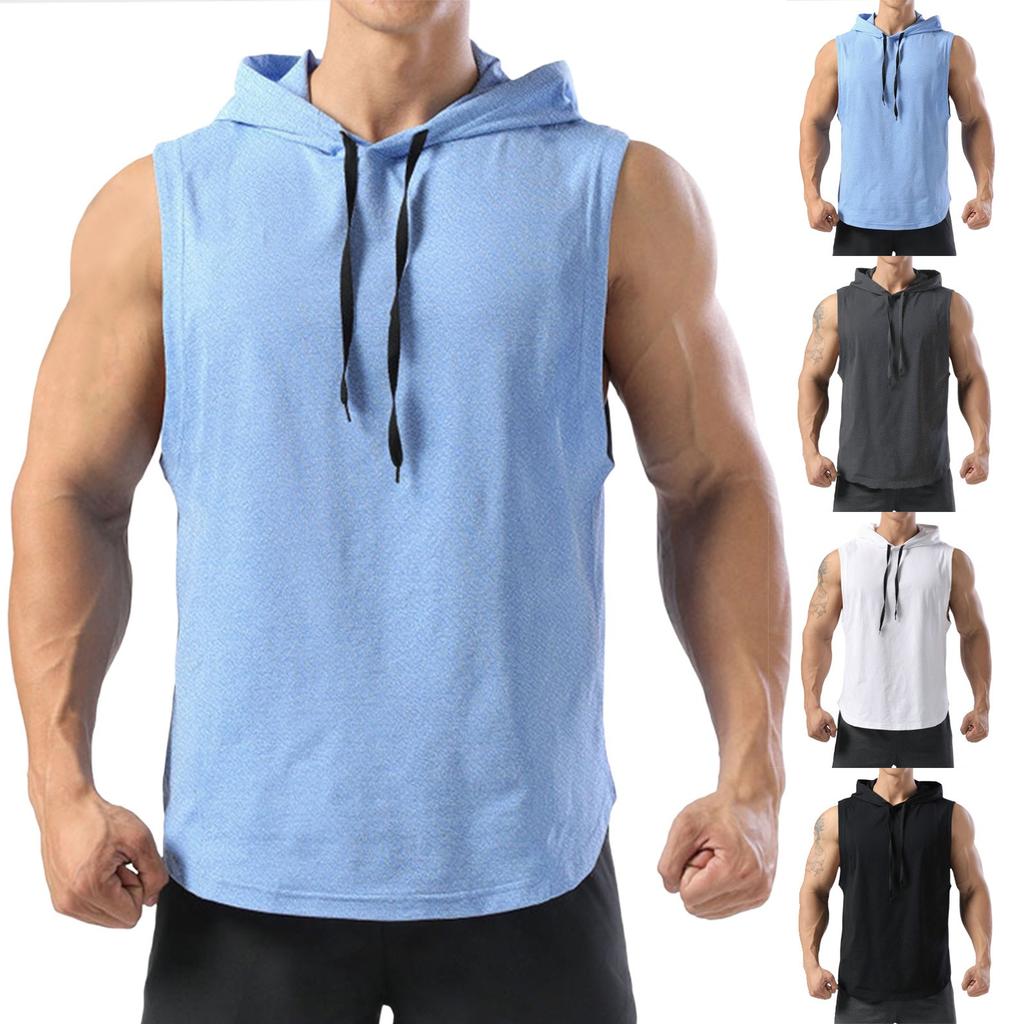 Мужская летняя тонкая безрукавка с капюшоном, спортивная толстовка, баскетбольная куртка, жилет, нижняя часть рубашки, верх
