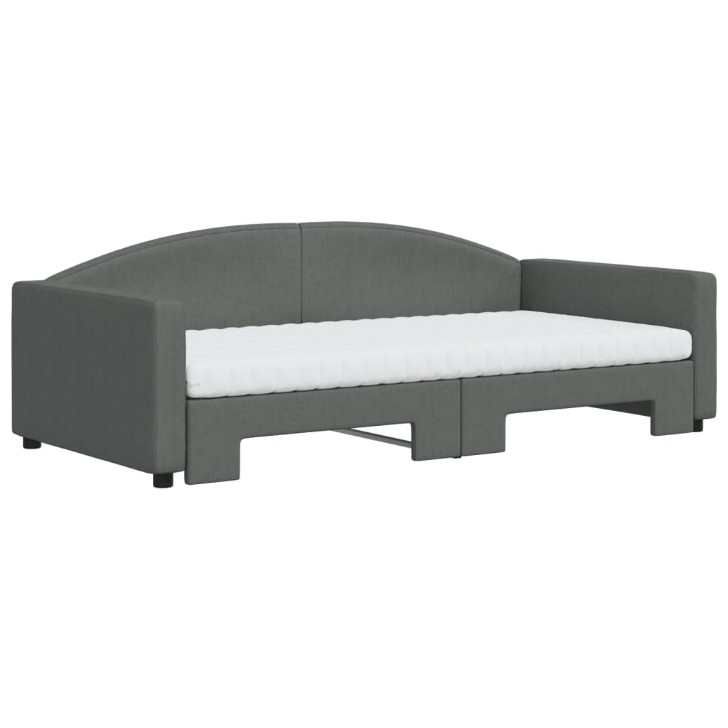 Pull Out Daybed with Mattresses Dark Grey 100 x 200 cm Fabric