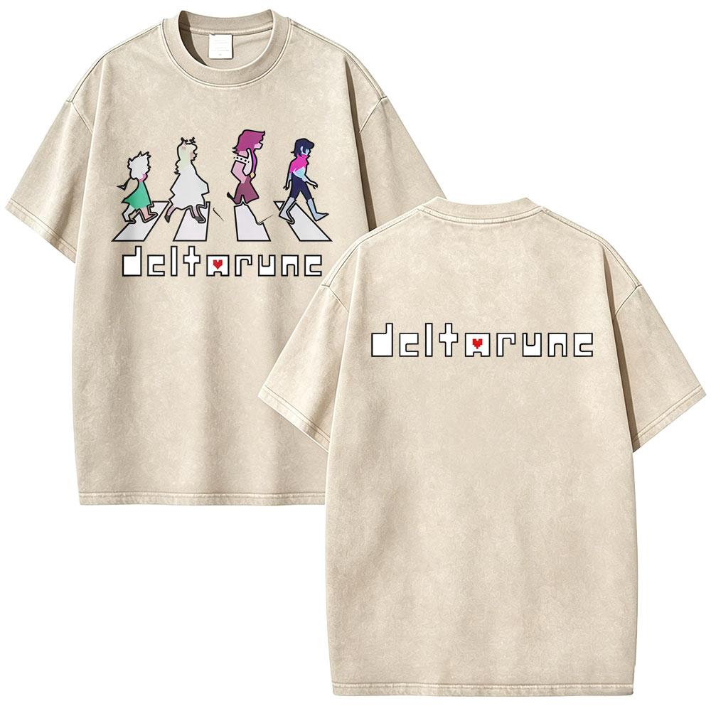 Стирка Винтаж Игра Deltarune Сьюзи Крис Ральсей Смешная Графическая Футболка Мужская Женская Повседневная Юмор Оверсайз Футболки Otaku Любитель Подарок