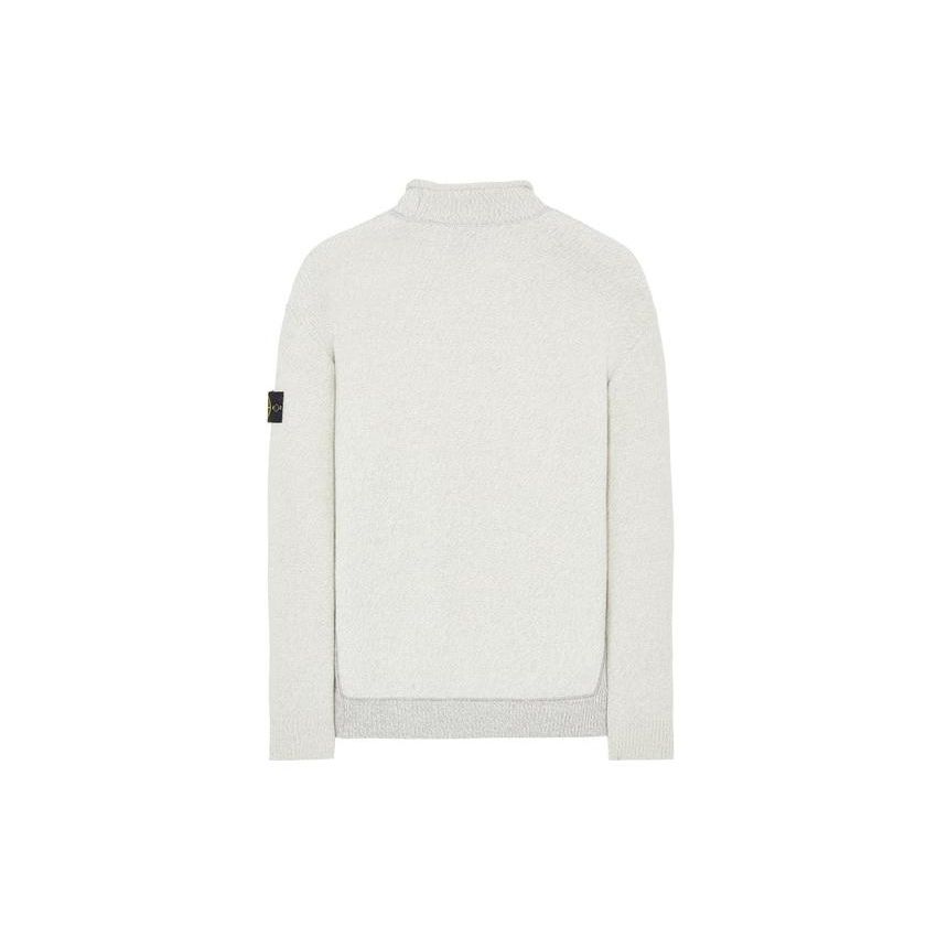 STONE ISLAND FW22 Пуловер однотонный с нашивкой-логотипом, с длинными рукавами, шерстяной свитер для мужчин, свитер Белый Серый 7715527C7-V0061
