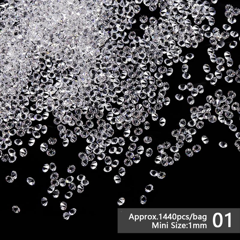 1440PCS Multi-size Crystal Nail Rhinestones Flat Bottom Clear Jewel Gems DIY Nail Art Decorations Strass Stones