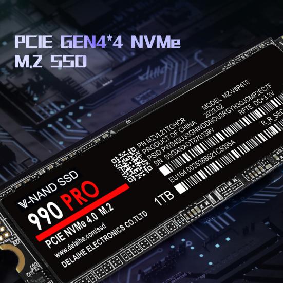 990 PRO PCIe 4.0 M.2 NVMe SSD Скорость до 7300 МБ/с Чтение 6800 МБ/с Запись 1/2/4 ТБ Внутренний твердотельный накопитель для ПК Ноутбука Настольного компьютера