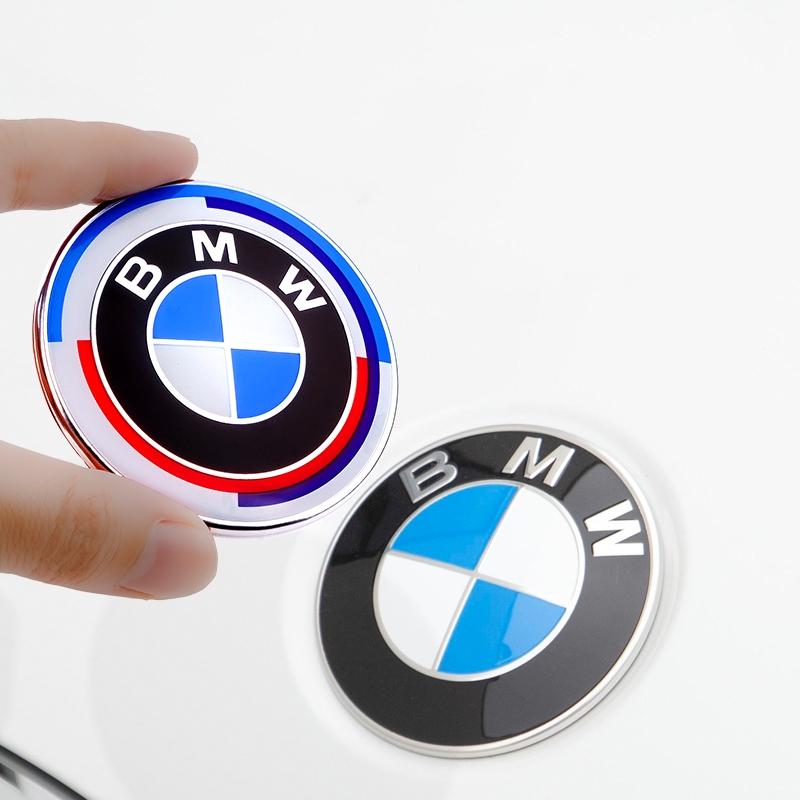 BABC1 For BMW Front Hood Emblem For BMW 50th Anniversary Logo 81mm+Rear Badge 74mm+Wheel Hub Cap 68mm+56mm Steering Wheel Sticker 46mm