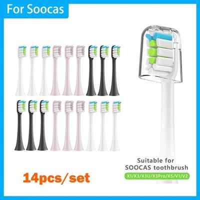 14 шт. Сменные насадки для щеток для Soocas X3/x3u/x5 Dupont, насадки для глубокой очистки Sonic, мягкие вакуумные насадки для зубных щеток с щетиной