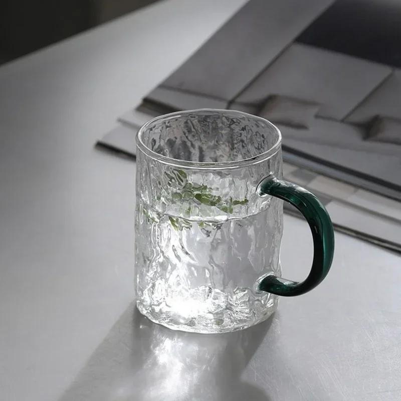 Летняя чашка для воды со льдом, текстура ледника, прозрачные стаканы для сока, вина, бытовые термостойкие чашки для молока, кофе с ручкой