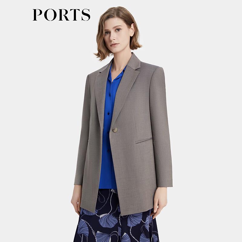 PORTS Women's Rock Grey Single-Button Cropped Blazer