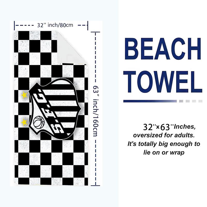 Santos FC Print Beach Towel, Large Soft Quick Dry Towel for Beach Camping Swimming
