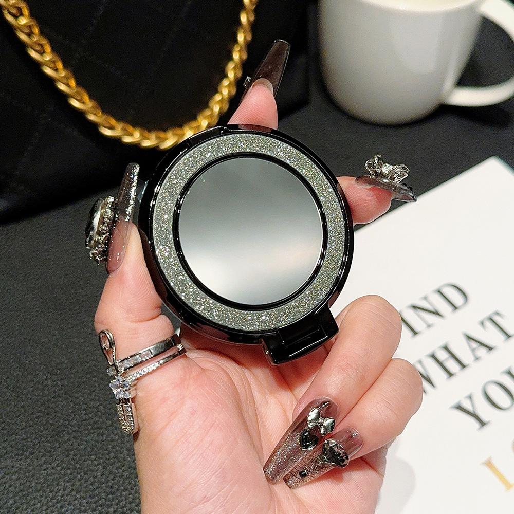Гальванический блестящий магнитный держатель для мобильного телефона складной держатель для кольца на палец с пряжкой на липкой основе подставка для макияжа зеркало