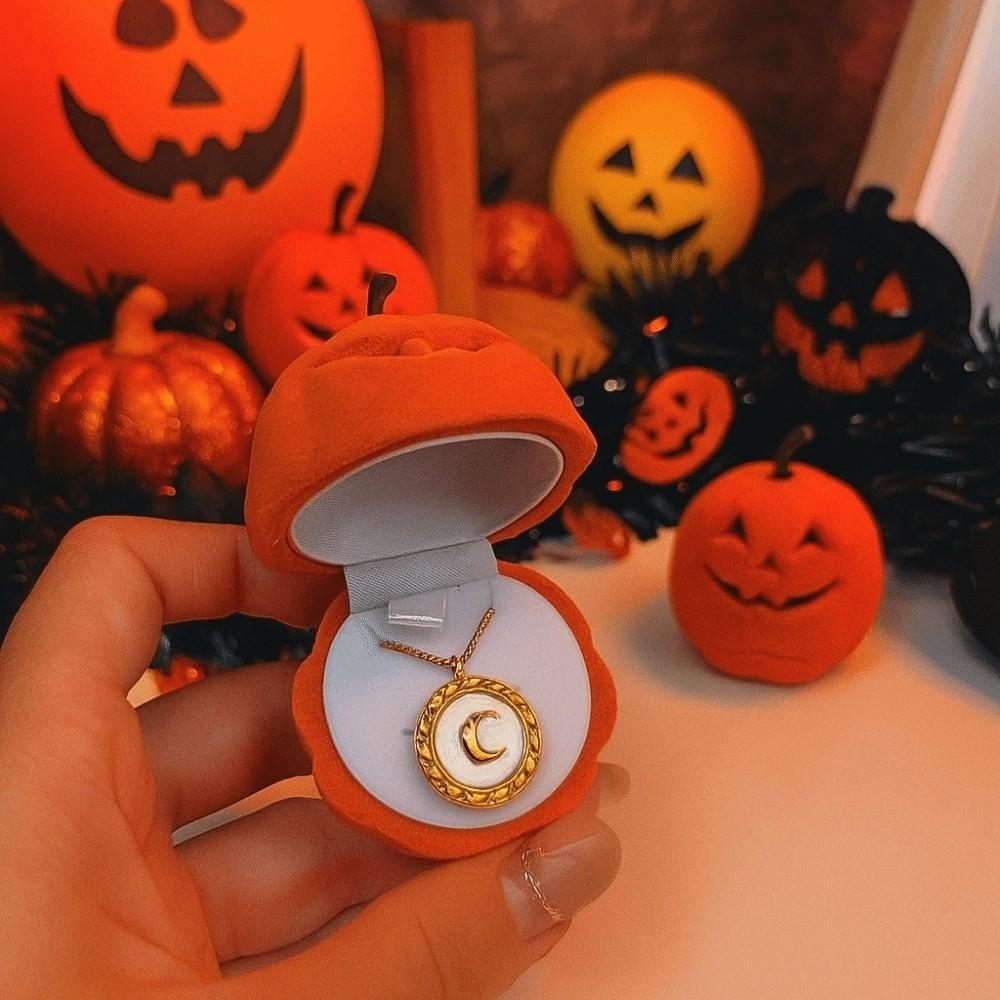 Anti-collision Pumpkin Rings Box Wedding Flannel Jewelry Organizer Marriage Anniversary