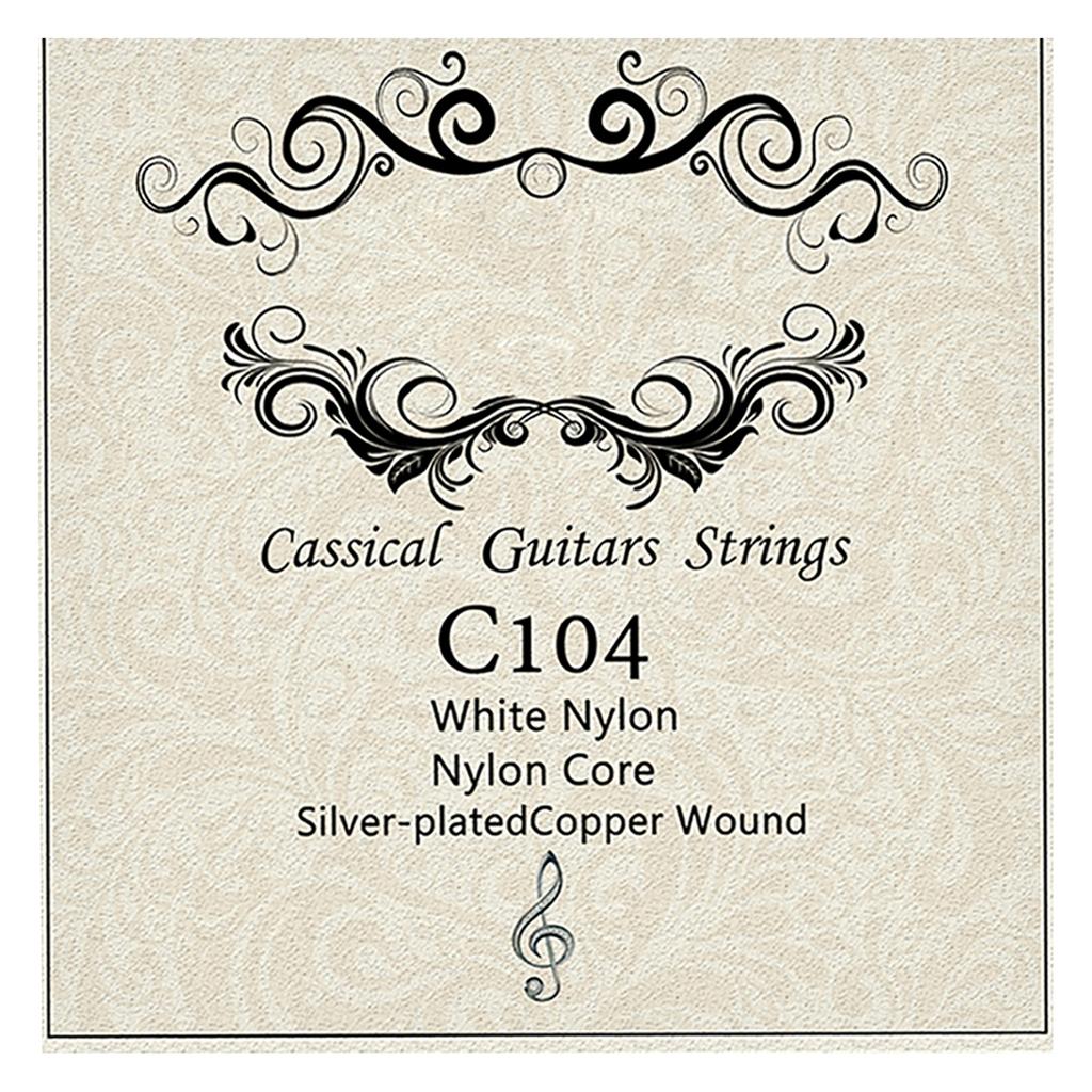 Acoustic Classical Guitar Strings Nylon Silver Plated Copper Alloy Wound, 6pcs Set (.028 .043)