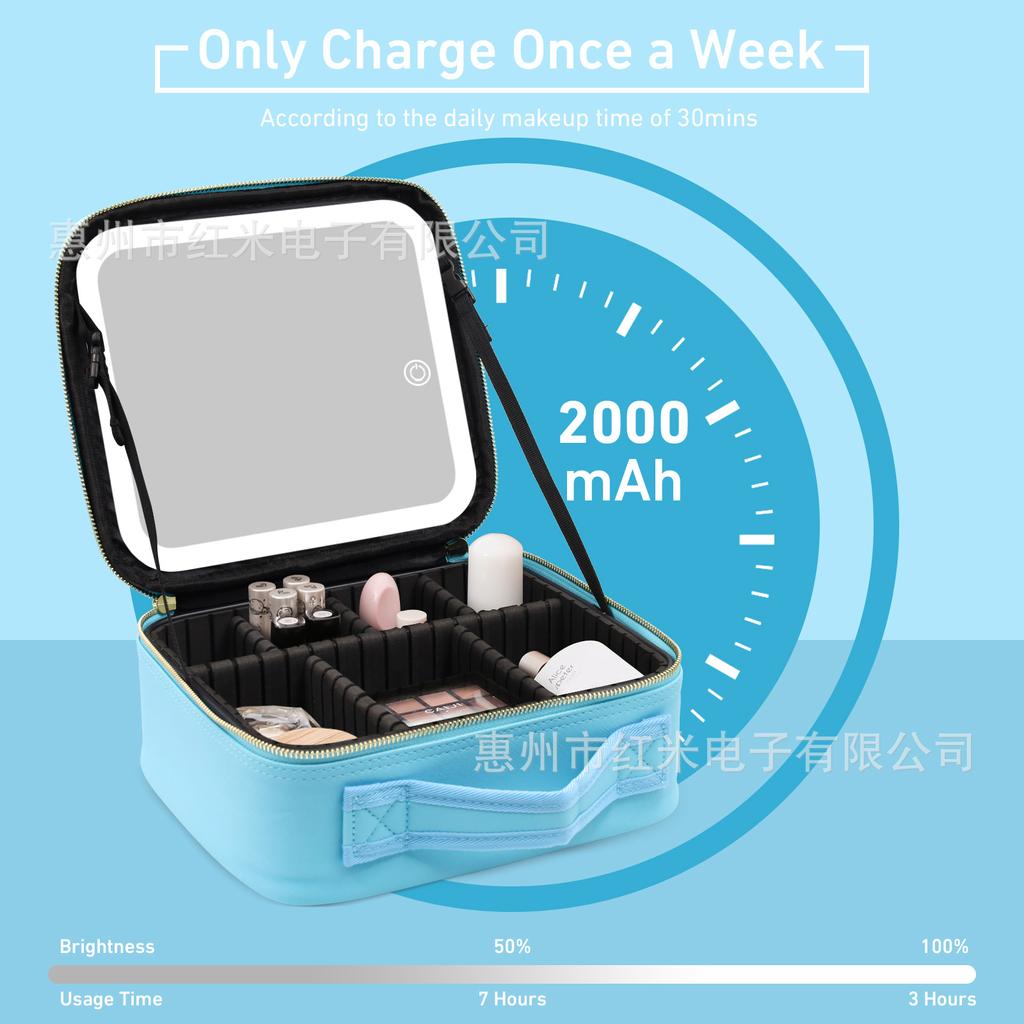 Новая умная косметичка со светодиодной подсветкой и большим зеркалом, водонепроницаемый дорожный косметичка из искусственной кожи для женщин