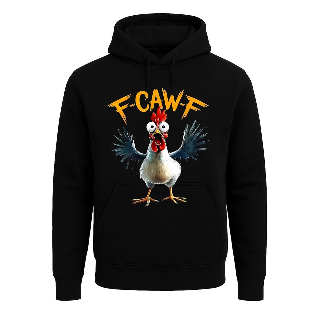F Caw F White Cock Graphic Print Man Hoody Joke Gift Party Men's Hoodie Hood