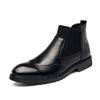 Men's High-Top Winter Business Leather Chelsea Boots - Pointed Toe, Korean Style, British Trend