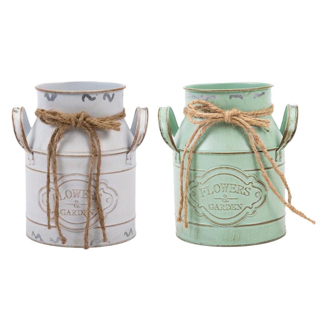 Деревенский французский кувшин Винтажное металлическое ведро Бидон для молока с ручкой Ваза в стиле шебби-шик для сада, офиса, свадьбы, загородного декора