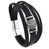 Braided Leather Rope Punk Men's Bracelet with Tree of Life Charm