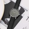 Leather Brand Simple Waterproof Analog Business Arm Watch Popular Date Quartz Silver Gray Stylish Thin Watch [BUREI] Men's Men's
