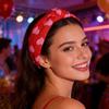 Обруч для волос Широкополая повязка на голову с принтом «Love» Ручной работы Тканевые узлы Противоскользящий дизайн Бант Повязка для волос Вечерний аксессуар для волос