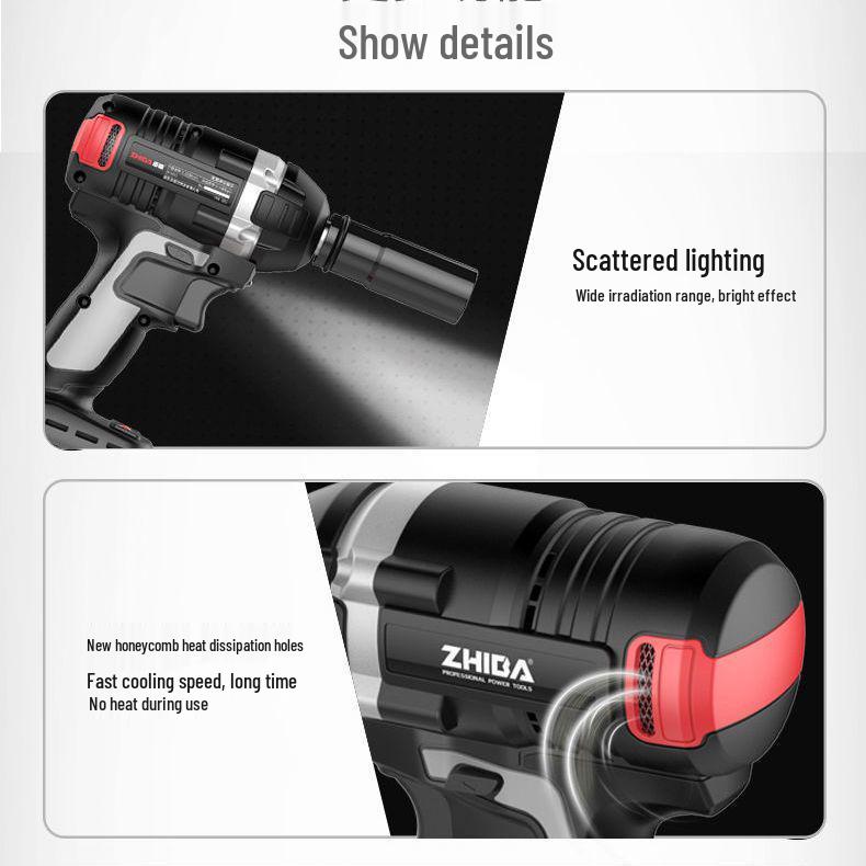 High-Power Brushless Electric Wrench with High Torque, Lithium Battery, and Air Duster for Auto Repair.