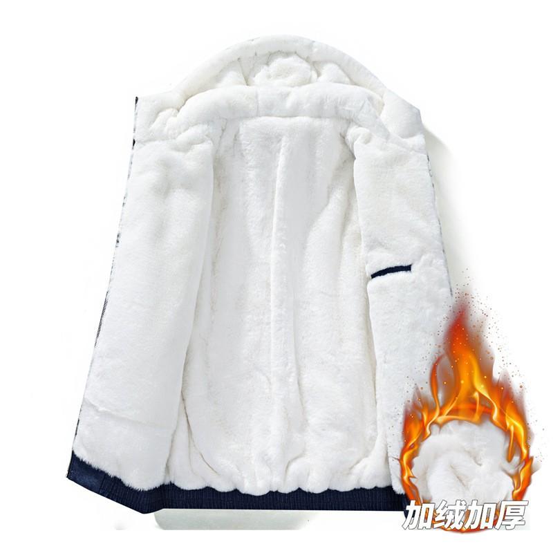 Mens Hooded Puffer Jacket Thick Warm Winter Denim Cotton Coat Trendy Streetwear