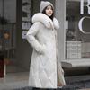 European and American white fur collar cotton clothes women's winter new thin fashion medium and long knee waist coat coat