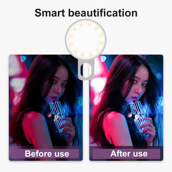 Portable LED Selfie Flash Fill Light 3 Adjustable Mode 20 Beads Easy Clip-On Brighten Live Beauty Fill Light