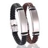 European & American Engraved Stainless Steel Leather Braided Men's Bracelet