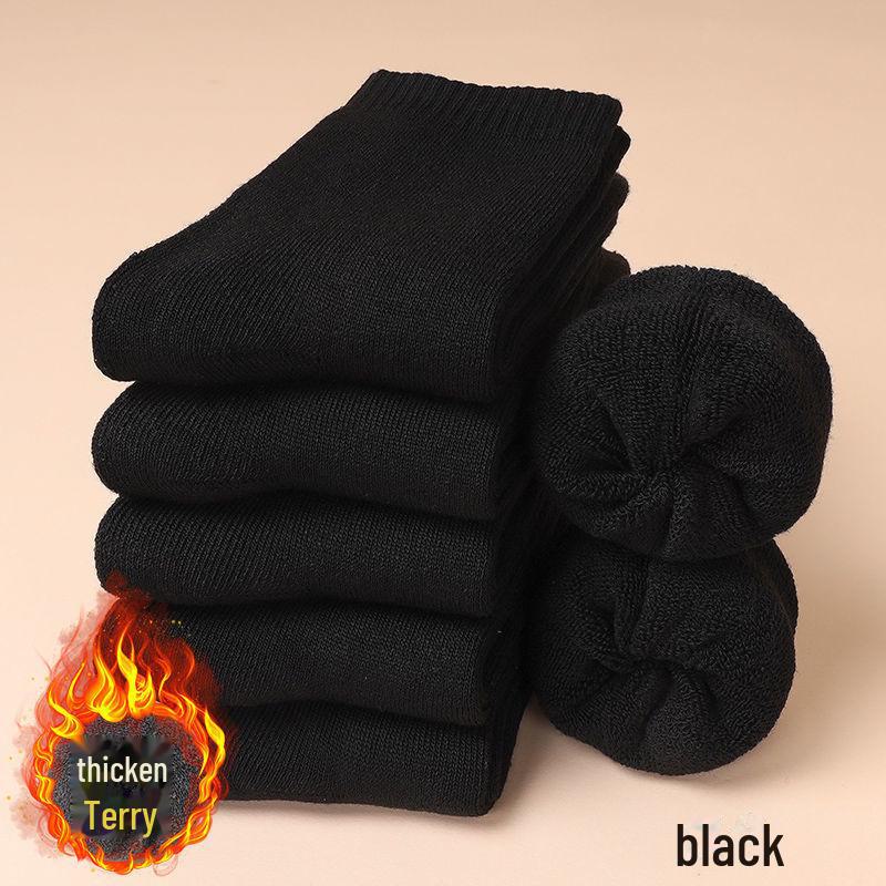 Men's Mid-Tube Velvet Thick Warm Socks (5-10 Pairs), Loose Totem Design for Autumn and Winter