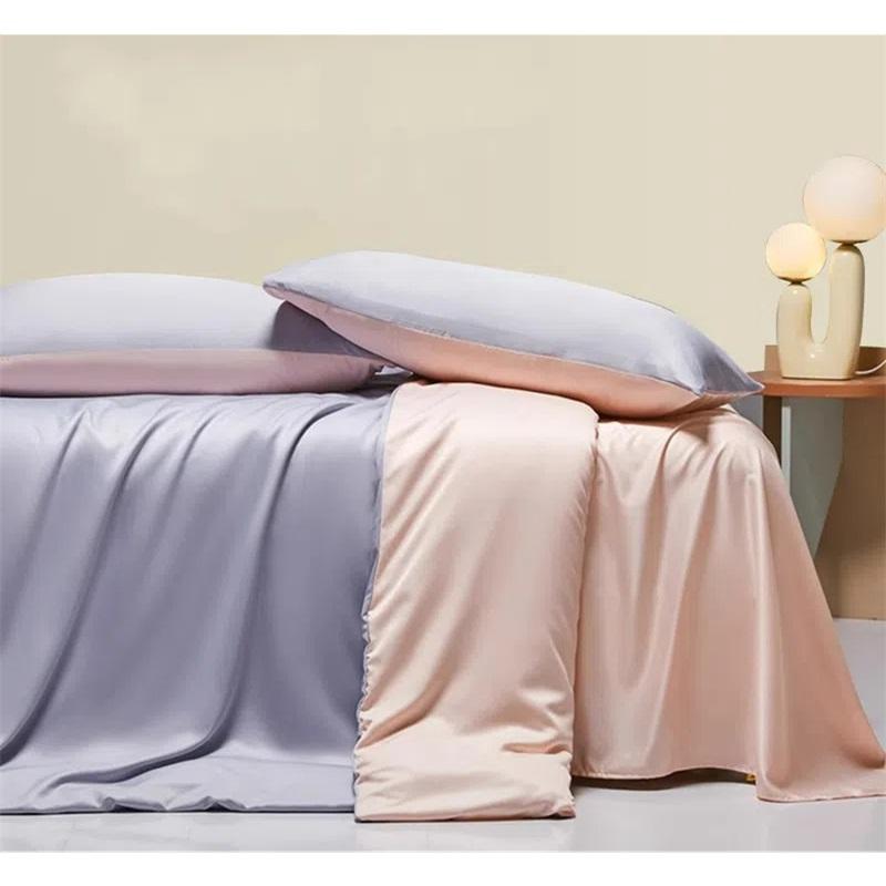Комплект постельного белья Summer Ice Silk из 4 предметов — охлаждающий, гладкий пододеяльник, роскошная простыня и простыня на резинке, высококачественное постельное белье для комфортного сна