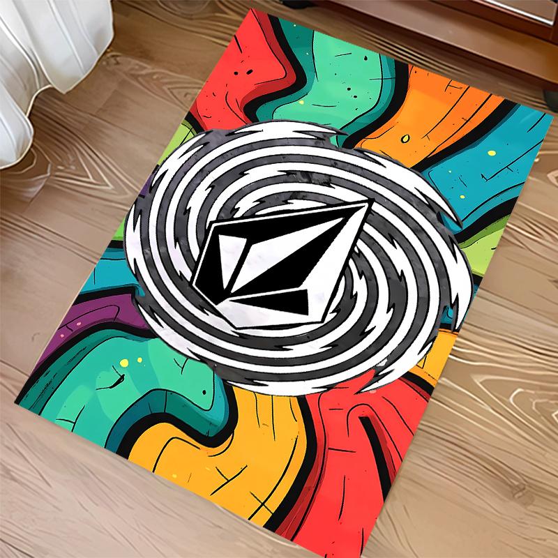 1pc V-VOLCOM LOGO5 Print Area Rug - Soft, Washable Non-Slip Indoor Mat for Office Chairs, Living Room, Home Office Decorative Rug