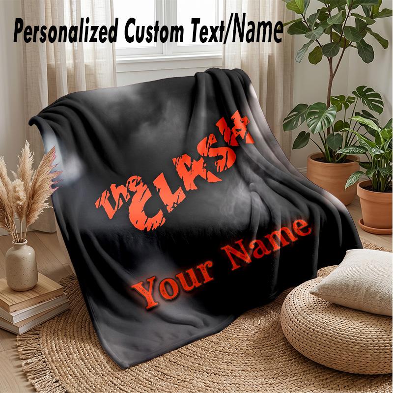 The Clash Custom Flannel Throw Blanket Print Your Name Text Soft Warm Blanket Holiday Present