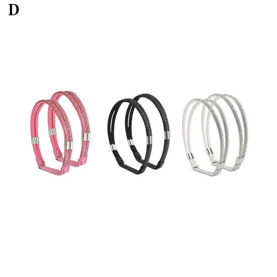 3 Pairs Fixed Shoelaces Reusable Faux Leather Sparkling Rhinestone Elastic Laces High