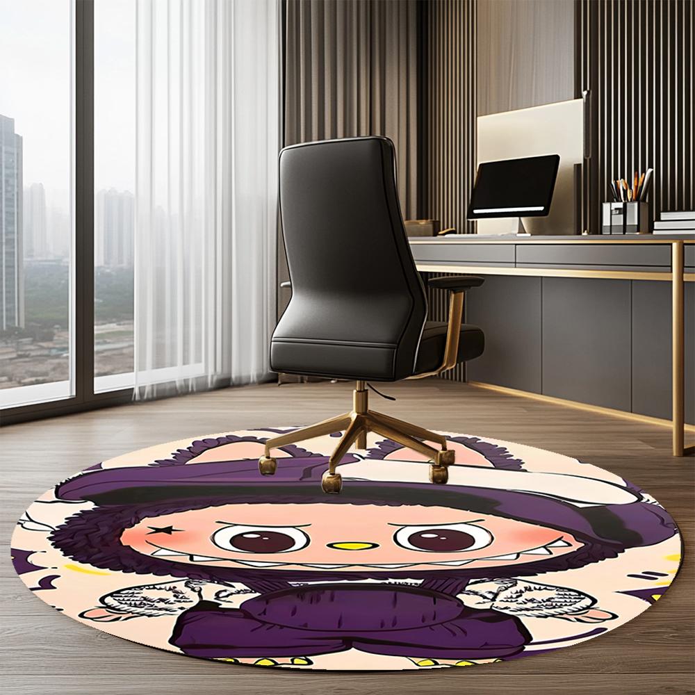 Labubu Printed Round Rug Carpet Chair Rug Area Rug Entryway Doormats,for Office Chair Living Room Bedroom Kitchen Room.