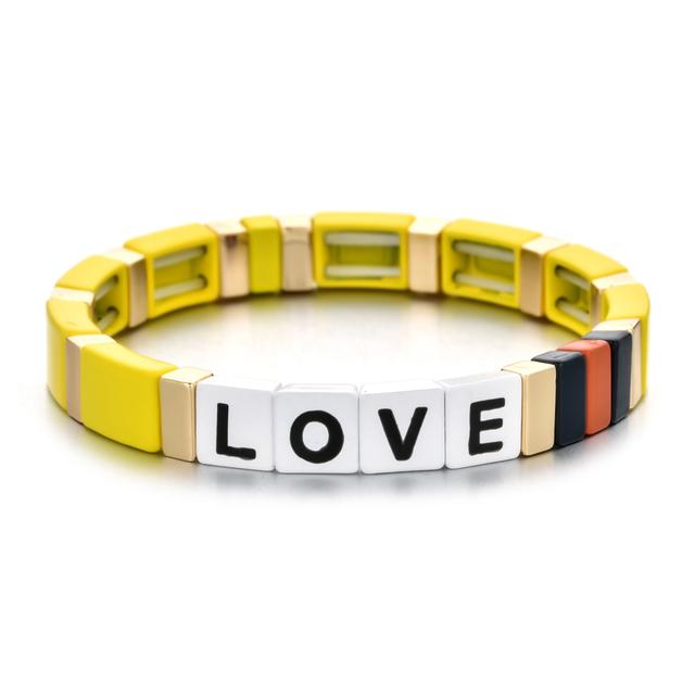 New Custom Tile Bracelet Charms Love Heart Handmade Women Kids Jewelry Engraved Letter Bracelet Gift Fashion